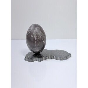 Hand Carved Native American Woman Design Emu Egg Shell On Resin Base
